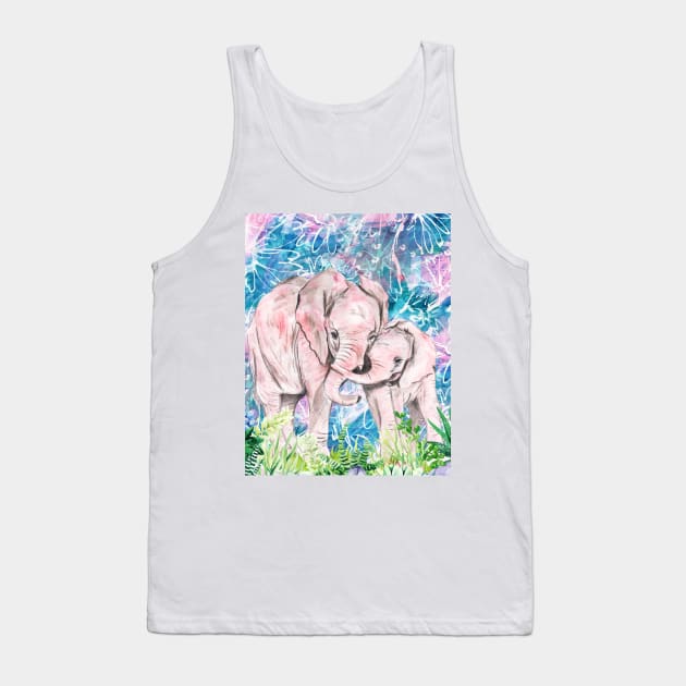 baby elephant with his mama in the forest Tank Top by Serotonin